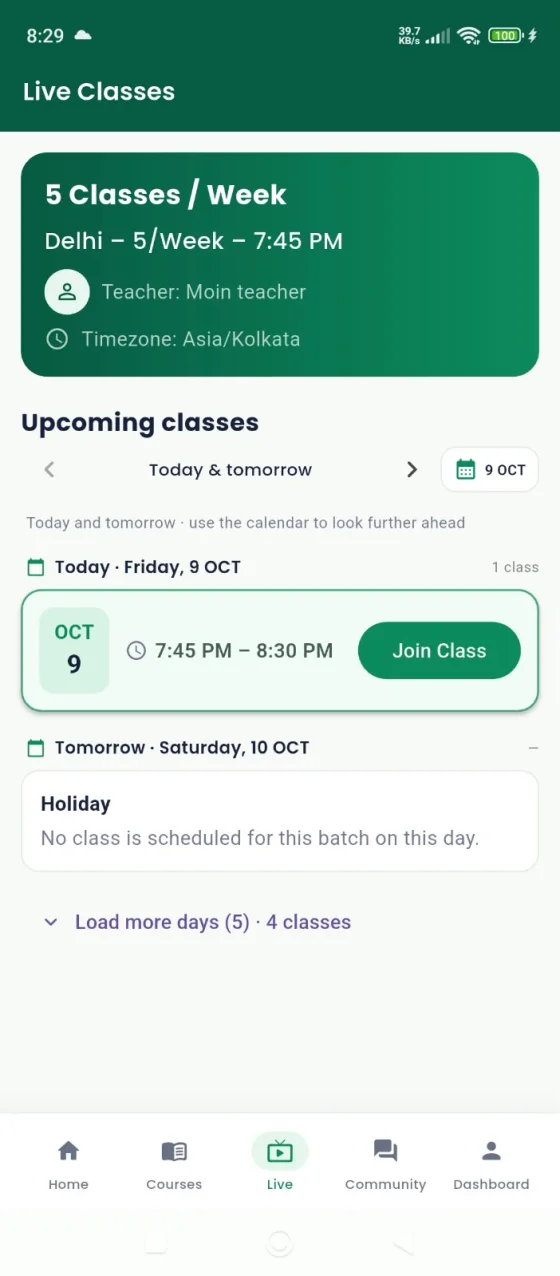AzanGuru live Quran class schedule