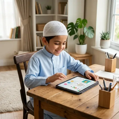 Child learning Quran online with AzanGuru