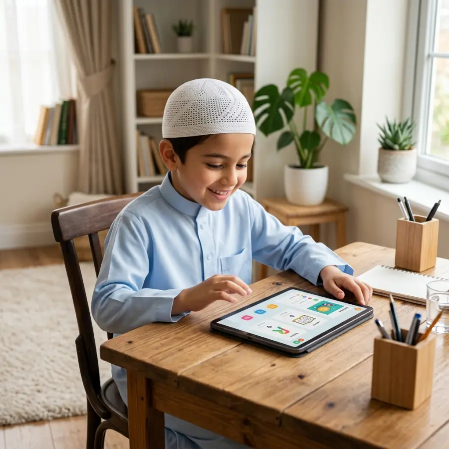Child learning Quran online with AzanGuru